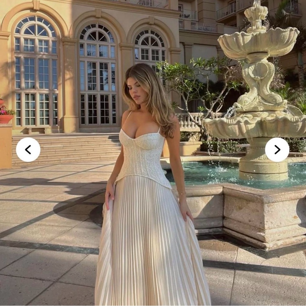 Fashion Nova Cream Strapless Maxi Dress